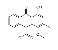 4-Hydroxy-1-methoxy-2-methyl-10-oxo-9,10-dihydro-anthracene-9-carboxylic acid methyl ester结构式