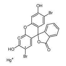 (2',7'-dibromo-3',6'-dihydroxy-3-oxospiro[2-benzofuran-1,9'-xanthene]-4'-yl)mercury(1+)结构式