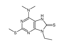 9-ethyl-6-dimethylamino-2-methylsulfanyl-7,9-dihydro-purine-8-thione结构式