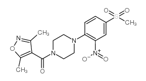 (3,5-二甲基-4-异唑)[4-[4-(甲基磺酰基)-2-硝基苯基]-1-哌嗪基]-甲酮结构式