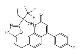 4-(4-氟苯基)-7-[[[5-[(1S)-1-羟基-1-(三氟甲基)丙基]-1,3,4-恶二唑-2-基]氨基]甲基]-2H-1-苯并吡喃-2-酮结构式