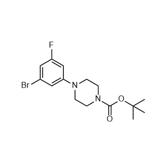 4-(3-溴-5-氟苯基)哌嗪-1-羧酸叔丁酯结构式