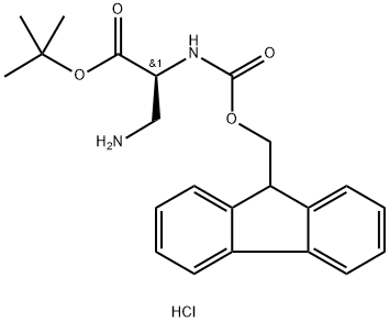 (S)-2-((((9H-芴-9-基)甲氧基)羰基)氨基)-3-氨基丙酸叔丁酯盐酸盐结构式