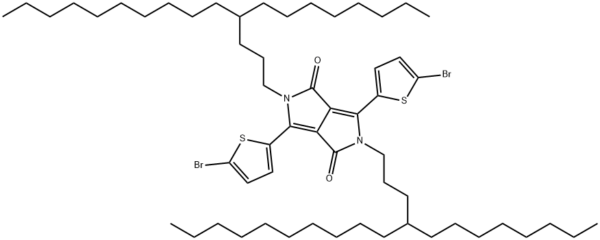3,6-双(5-溴噻吩-2-基)-2,5-双(4-辛基十四烷基)-2,5-二氢吡咯并[3,4-C]吡咯-1,4-二酮结构式