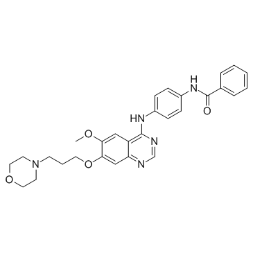 N-[4-[[6-甲氧基-7-[3-(4-吗啉基)丙氧基]-4-喹唑啉基]氨基]苯基]苯甲酰胺结构式