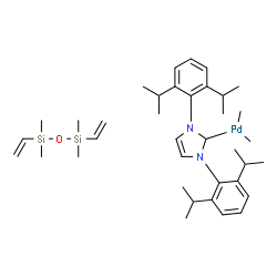 [1,3-Bis(2,6-diisopropylphenyl)imidazol-2-ylidene][1,3-divinyl-1,1,3,3-tetramethyldisiloxane]palladium(0) Structure