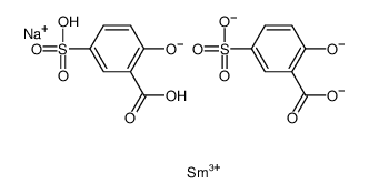 sodium dihydrogen bis[2-hydroxy-5-sulphobenzoato(3-)-O1,O2]samarate(3-) structure
