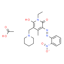 1-ethyl-6-hydroxy-4-methyl-3-[(o-nitrophenyl)azo]-5-(piperidinomethyl)pyridin-2(1H)-one monoacetate Structure