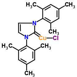 (1,3-二均三甲苯基咪唑-2-亚基)氯化铜(I)结构式