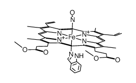 nitrosyl(protoporphyrin IX dimethyl esterato)iron(II) indazole complex Structure