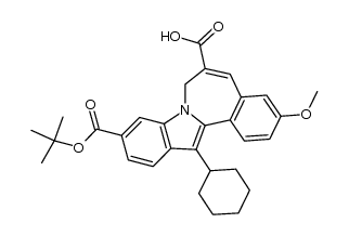 7H-indolo[2,1-a][2]benzazepine-6,10-dicarboxylic acid, 13-cyclohexyl-3-methoxy-, 10-(1,1-dimethylethyl) ester Structure