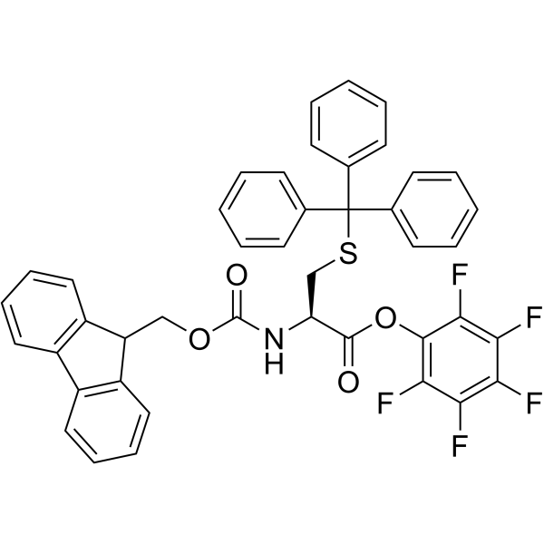 N-芴甲氧羰基-S-三苯甲基-L-半胱氨酸五氟苯酯结构式