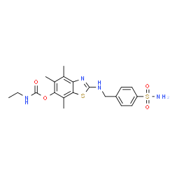 Carbamic acid,ethyl-,2-[[[4-(aminosulfonyl)phenyl]methyl]amino]-4,5,7-trimethyl-6-benzothiazolyl ester (9CI) Structure
