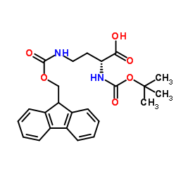 N-叔丁氧羰基-N'-芴甲氧羰基-D-2,4-二氨基丁酸结构式
