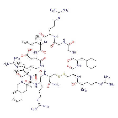 (Arg6,β-cyclohexyl-Ala8,D-Tic16,Arg17,Cys18)-Atrial Natriuretic Factor (6-18) amide (mouse, rabbit, rat) trifluoroacetate salt Structure
