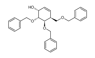 (1R,4S,5R,6R)-5,6-bis(benzyloxy)-4-((benzyloxy)methyl)cyclohex-2-en-1-ol结构式