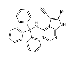 6-bromo-5-cyano-4-tritylaminopyrrolo<2,3-d>pyrimidine Structure