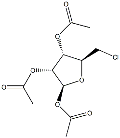 (2S,3R,4S,5S)-2,3,4-三乙酰基-5-氯甲基四氢呋喃结构式
