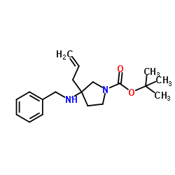3-[(苯基甲基)氨基]-3-(2-丙烯-1-基)-1-吡咯烷羧酸1,1-二甲基乙基酯结构式