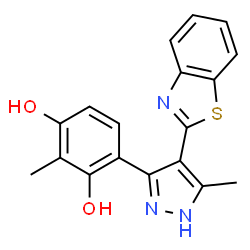 4-(4-(benzo[d]thiazol-2-yl)-5-methyl-1H-pyrazol-3-yl)-2-methylbenzene-1,3-diol Structure