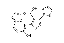 2-[[(E)-3-(furan-2-yl)prop-2-enoyl]amino]-4-thiophen-2-ylthiophene-3-carboxylic acid结构式