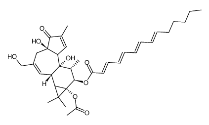 12-O-tetradeca-2,4,6,8-tetranoylphorbol-13-acetate结构式