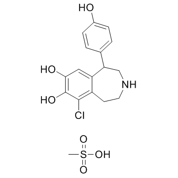 6-氯-2,3,4,5-四氢-1-(4-羟苯基)-1H-3-苯并氮杂卓-7,8-二醇甲磺酸盐结构式