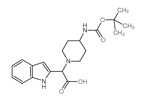 (4-Boc-氨基-1-哌啶)-(1H-吲哚-2-基)-乙酸结构式