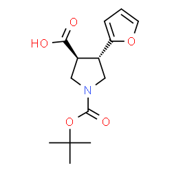 Boc-(±)-trans-4-(2-furanyl)-pyrrolidine-3-carboxylic acid结构式