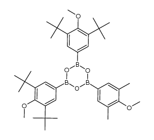 2,4-bis(3,5-di-tert-butyl-4-methoxyphenyl)-6-(4-methoxy-3,5-dimethylphenyl)-1,3,5,2,4,6-trioxatriborinane结构式