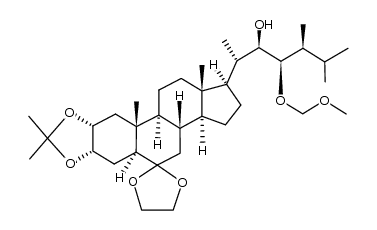(22R,23R,24S)-6-(ethylenedioxy)-22-hydroxy-2α,3α-(isopropylidenedioxy)-23-(methoxymethoxy)-5α-ergostane结构式