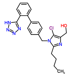 [2-butyl-5-chloro-1-[[4-[2-(2H-tetrazol-5-yl)phenyl]phenyl]methyl]imidazol-4-yl]methanol structure
