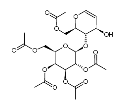 penta-O-acetyl-1,5-anhydro-2-deoxy-3-hydroxy-4-O-β-galactopyranosyl-D-arabinohex-1-enitol结构式