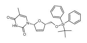 1-[5-O-(tert-butyldiphenylsilyl)-2,3-dideoxy-β-D-glycero-pento-2-enofuranosyl]thymine Structure