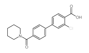 3-氯-4-(哌啶-1-羰基)-[1,1-联苯]-4-羧酸结构式