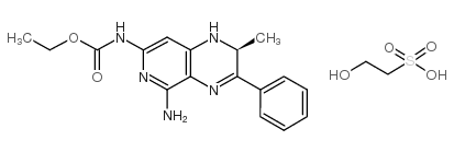 (-)-(S)-N-(5-氨基-2-甲基-3-苯基-l,2-二氢吡啶并[3,4-b]吡嗪-7-基)氨基甲酸乙酯 2-羟基乙基磺酸盐结构式