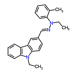9-ethyl-3-[n-ethyl-n-(o-tolyl)hydrazonomethyl]carbazole structure