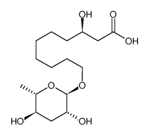(R)-10-(((2R,3R,5R,6S)-3,5-dihydroxy-6-methyltetrahydro-2H-pyran-2-yl)oxy)-3-hydroxydecanoic acid Structure