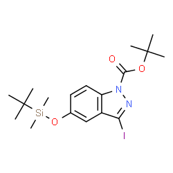 5-((叔丁基二甲基甲硅烷基)氧基)-3-碘-1H-吲唑-1-羧酸叔丁酯结构式