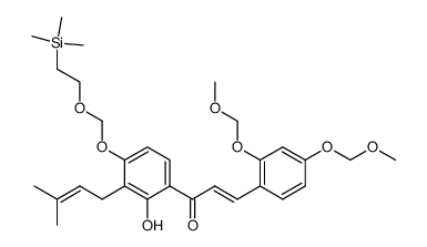 (2E)-3-[2',4'-bis(methoxymethoxy)phenyl]-1-(2-hydroxy-3-(3-methylbut-2-en-1-yl)-4-{[2-(trimethylsilyl)ethoxy]methoxy}phenyl)prop-2-en-1-one结构式