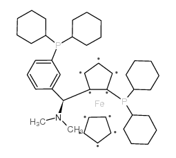 (s)-(+)-[(r)-2-dicyclohexylphosphinoferrocenyl](n,n-dimethylamino)(2-dicyclohexylphosphinophenyl)methane Structure