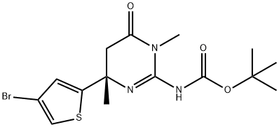叔丁基(S,Z) -(4-(4-溴噻吩-2-基)-1,4-二甲基-6-氧代四氢嘧啶-2(1H) -亚基)氨基甲酸酯结构式