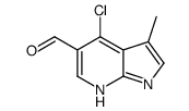 4-氯-3-甲基-1H-吡咯并[2,3-B]吡啶-5-羧醛结构式