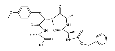 N-Cbz-D-alanyl-L-alanyl-N,O-dimethyl-L-tyrosyl-L-alanine结构式