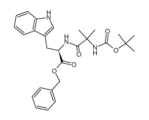 (R)-α-[(2-t-Butoxycarbonylamino-2-methyl-1-oxopropyl)amino]-1H-indole-3-propanoic acid, benzyl ester结构式