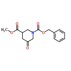 1-苯甲基 3-甲基 5-氧亚基哌啶-1,3-二甲酸基酯结构式