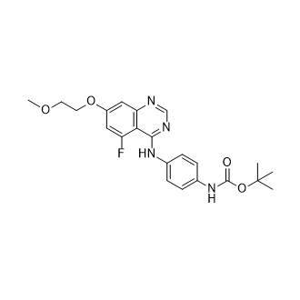 叔丁基(4-((5-氟-7-(2-甲氧基乙氧基)喹唑啉-4-基)氨基)苯基)氨基甲酸酯结构式
