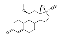 17-hydroxy-11β-methoxy-19-nor-17α-pregn-4-en-20-yn-3-one结构式