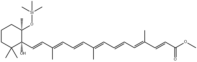 (5R,6R)-5,6-Dihydro-6-hydroxy-5-(trimethylsiloxy)-10'-apo-β,ψ-caroten-10'-oic acid methyl ester结构式