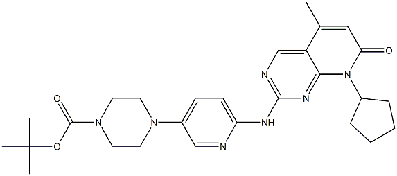 叔丁基4-(6-((8-环戊基-5-甲基-7-氧代-7,8-二氢吡啶并[2,3-d]嘧啶-2-基)氨基)吡啶-3-基)哌嗪-1-羧酸盐(帕博西尼杂质)结构式